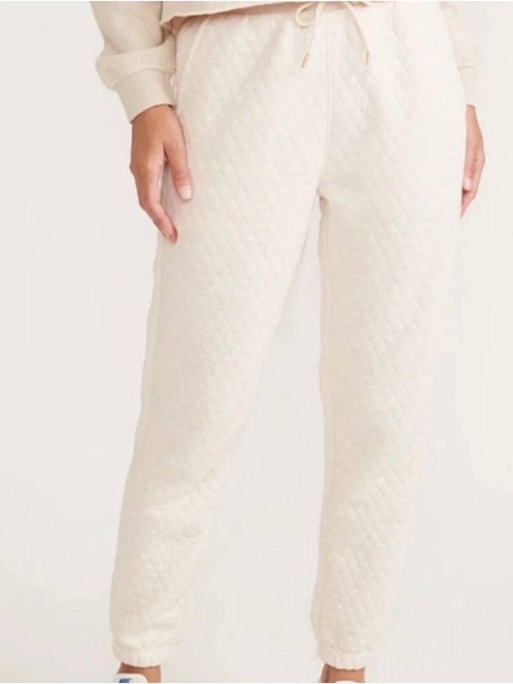 Marine Layer Cream Quilted Comfy Jogger Lounge Pants Size M